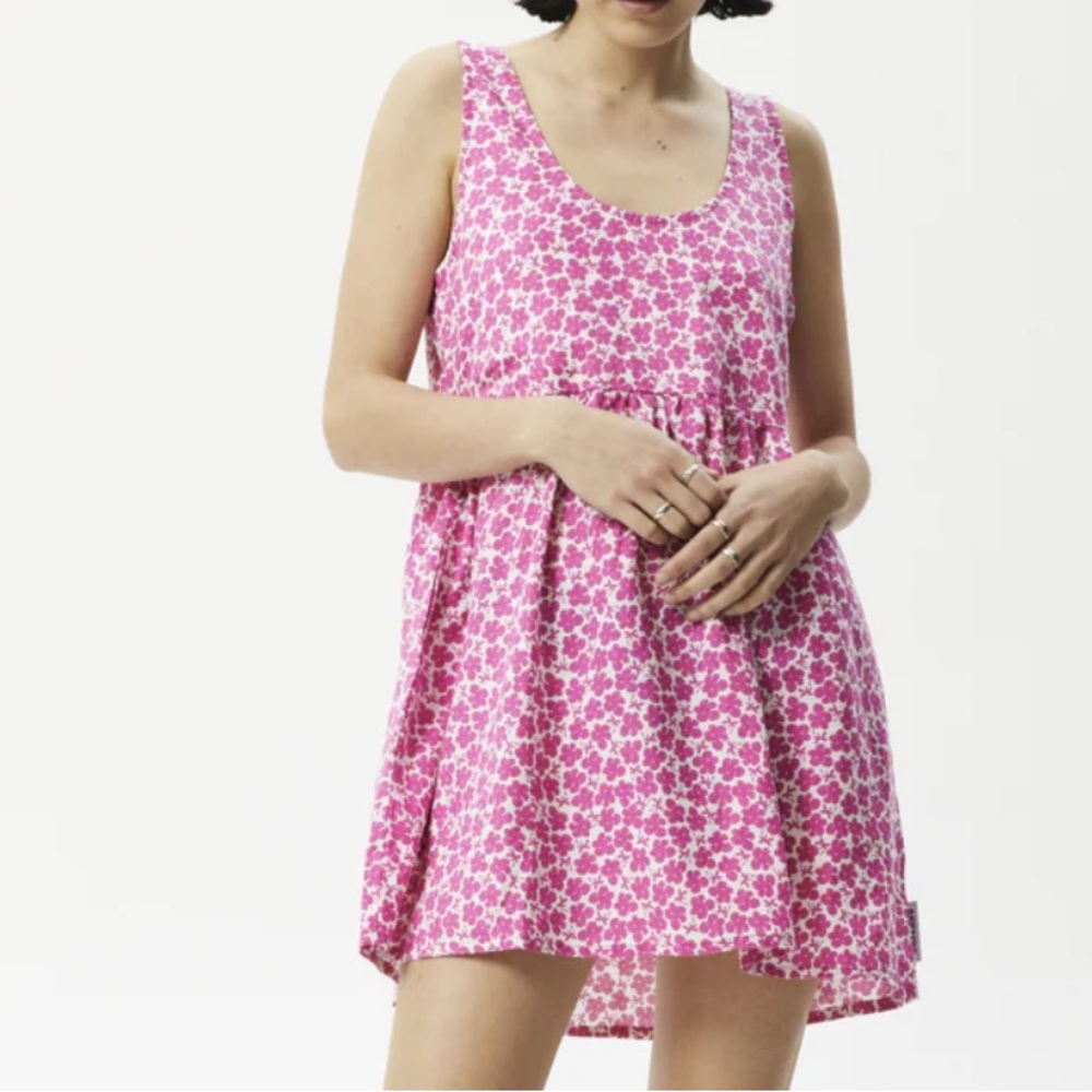 AFENDS Madeline Jesse Hemp Mini Dress in Bubblegum Floral, Size L NWOT